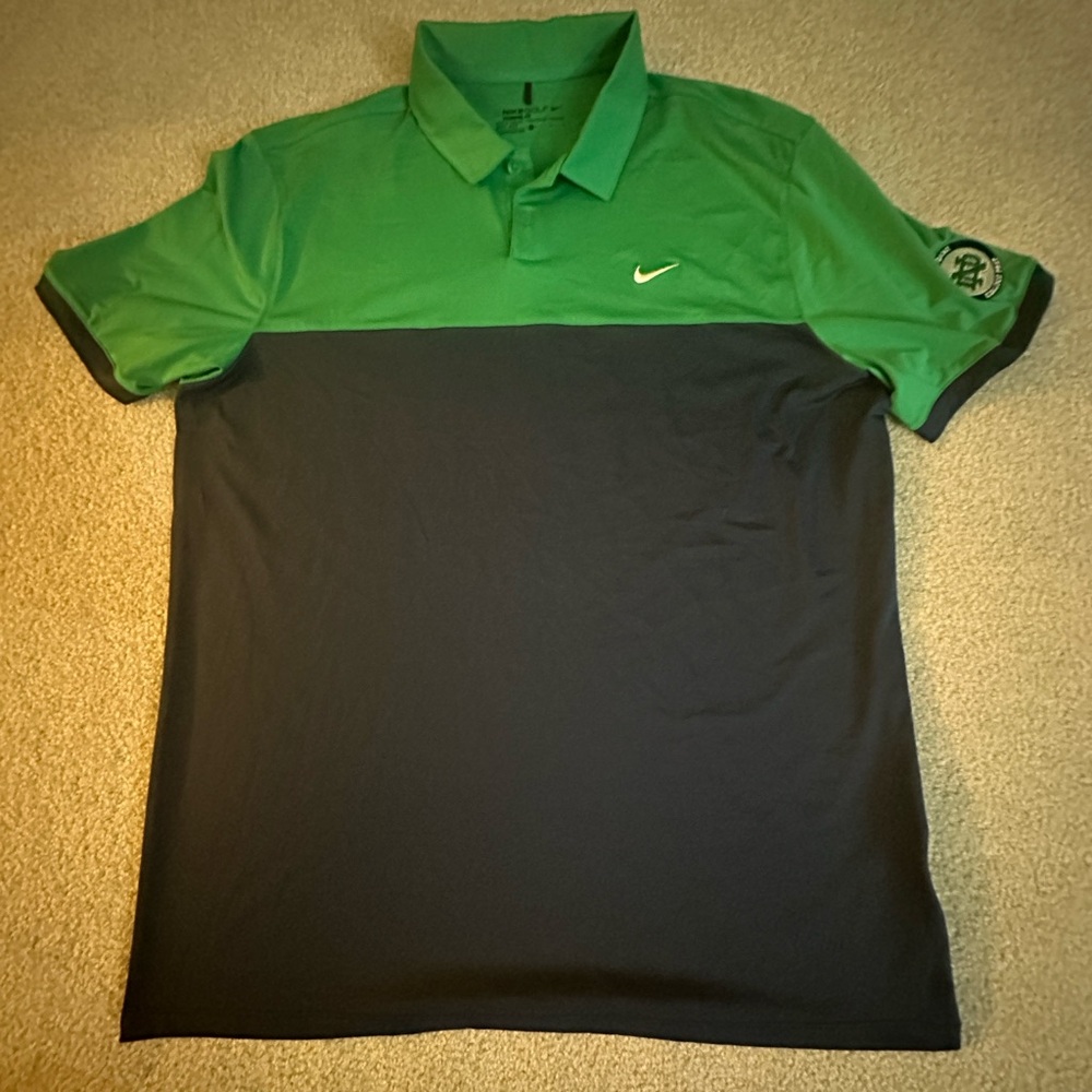 Nike Notre Dame Shirt - Men’s Size L - Green and Black - Golf Polo Shirt